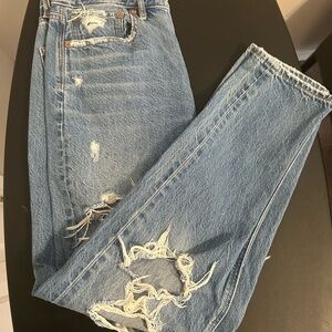 American Eagle Outfitters Blue Distressed Boot Cut Jeans